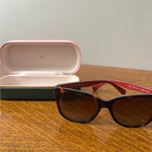 Kate Spade Polarized Tortoiseshell Sunglasses with Red Highlights